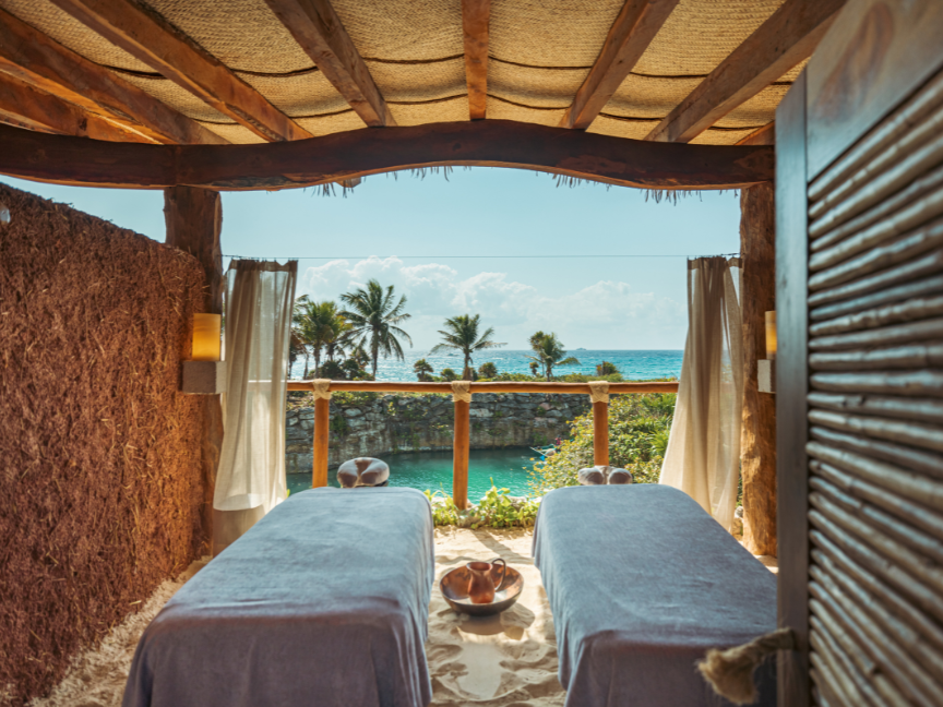 Muluk Spa relaxation area with river views